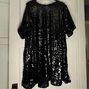 The Emmy Short-Sleeve Swing Mini Dress by Maeve: Sequin Edition